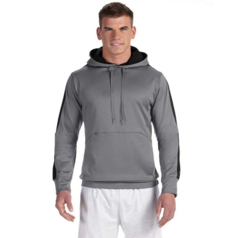 Champion S220 Men's Performance Colorblock Pullover Hood - Stone Gray/ Black